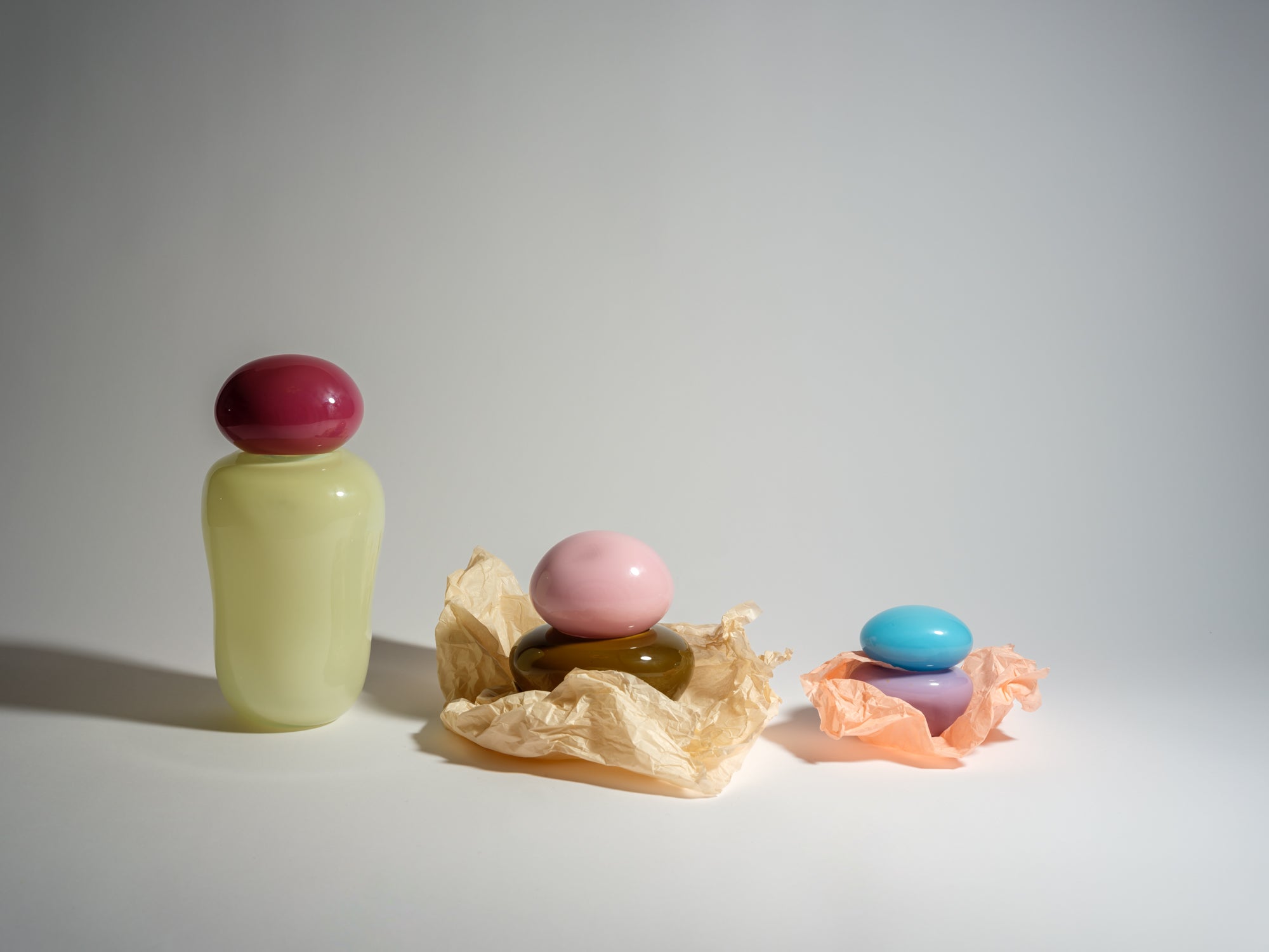 mouth-blown glass object, bonbonniere mini by Helle Mardahl, bowl with lid